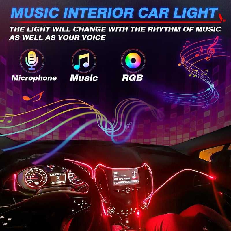 MICTUNING Car LED Interior Strip Light, 6 in 1 RGB Multicolor with 390 inches Fiber Optic Ambient Lighting Kits with Remote and APP Control, Car USB LED Strip Lights with Music Sync Mode - Image 4